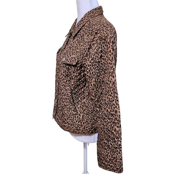 Debra Deroo Leopard Print 100% Silk Button-up Jacket Women's Size P NWOT Casual - Picture 2 of 9